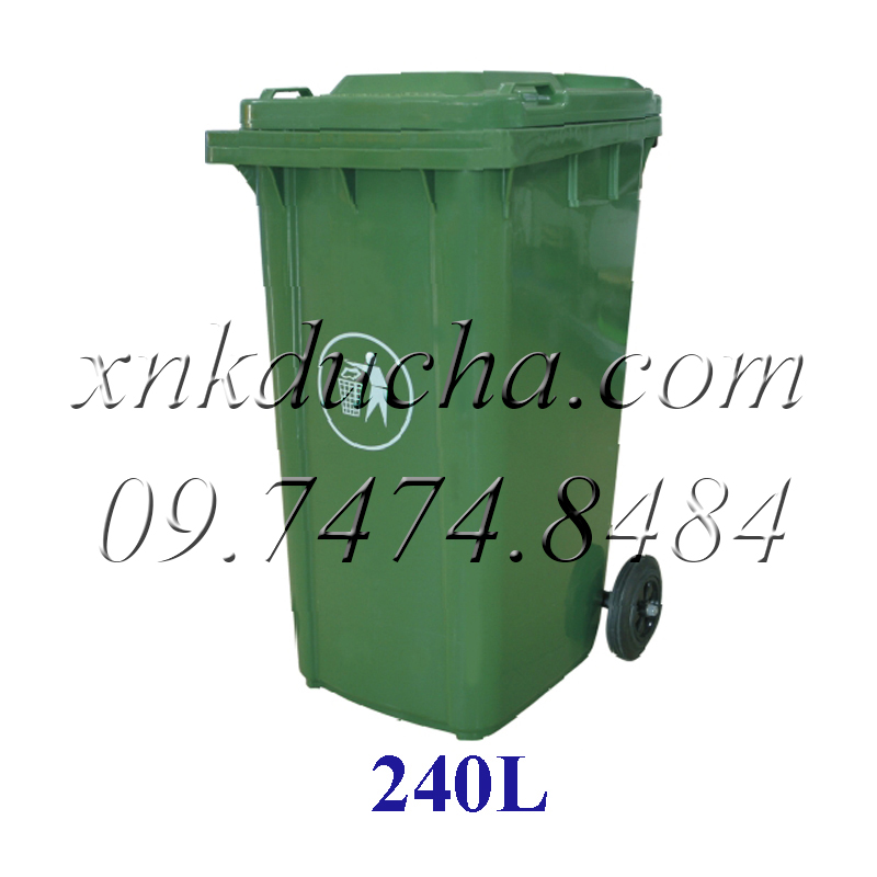 Thùng rác nhựa công cộng có nắp,bánh xe 240L