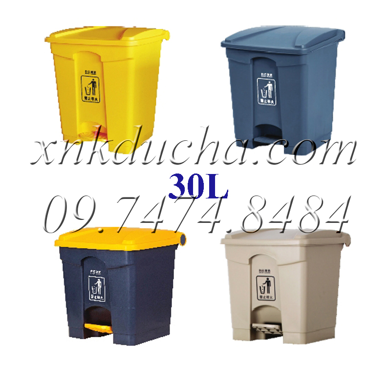 Thùng rác nhựa có nắp mở đạp chân 30L