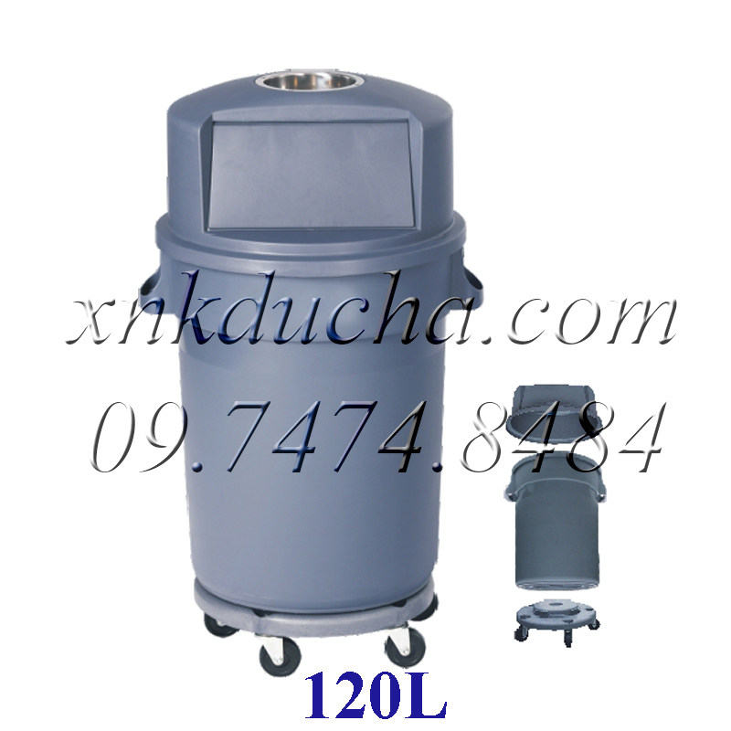 Thùng rác nhựa có nắp,bánh xe 120L